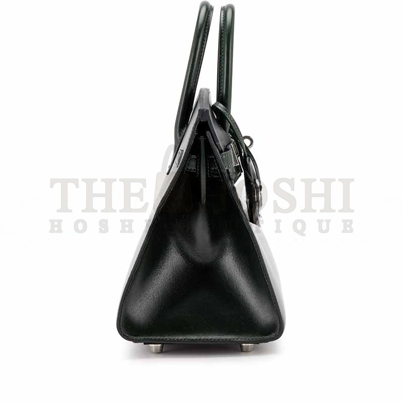 H**me5 BIRKIN 25 SELLIER VERT FONCE BOX CALF PALLADIUM HARDWARE  (25*20*13cm) Master Quality